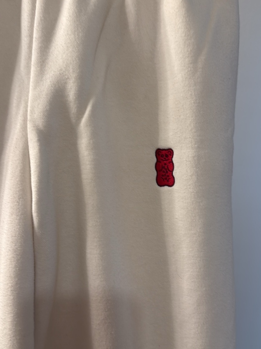 HARI Cream Fleece Sweatpants with Red Logo Tag